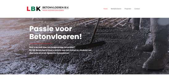 LBK Betonvloeren is een website van GonBa webdesign